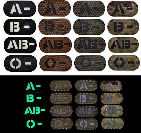Glow Dark Blood Type O- Negative NEG Tactical Patches Appliques, Hook and Loop Fastener Backing Emblem Military Badges for Outdoors in Saudi Arabia