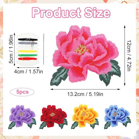 5 PCS Rose Patches Patches ، حديد زهرة كبير على بقع ، خياطة الأزهار على بقع بقع خياطة التزيين بقع جمالية كبيرة لقطعة جينز أكياس ملابس الأحذية المصنوعة. in Kuwait
