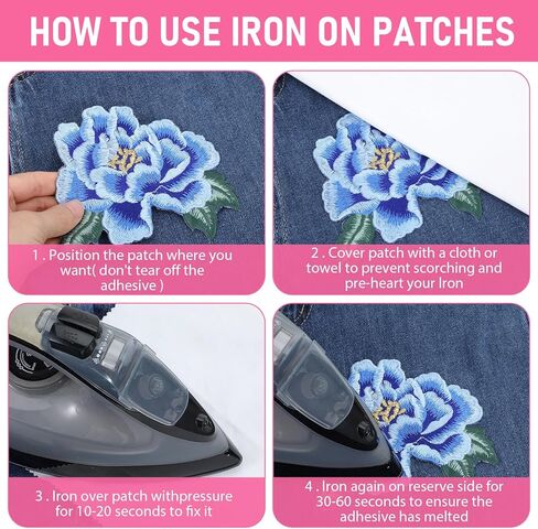 5 PCS Rose Patches Patches ، حديد زهرة كبير على بقع ، خياطة الأزهار على بقع بقع خياطة التزيين بقع جمالية كبيرة لقطعة جينز أكياس ملابس الأحذية المصنوعة. in Kuwait