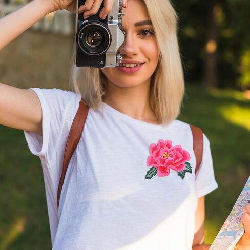 5 PCS Rose Patches Patches ، حديد زهرة كبير على بقع ، خياطة الأزهار على بقع بقع خياطة التزيين بقع جمالية كبيرة لقطعة جينز أكياس ملابس الأحذية المصنوعة. in Kuwait