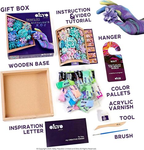 Art Kit Tenderness| Succulents Art Set 3D for Home Wall Decor | Craft Kits for Adults and Teen | Craft Box with Modeling Clay for Succulents | Hobby Kits Succulent DIY Kits in Saudi Arabia
