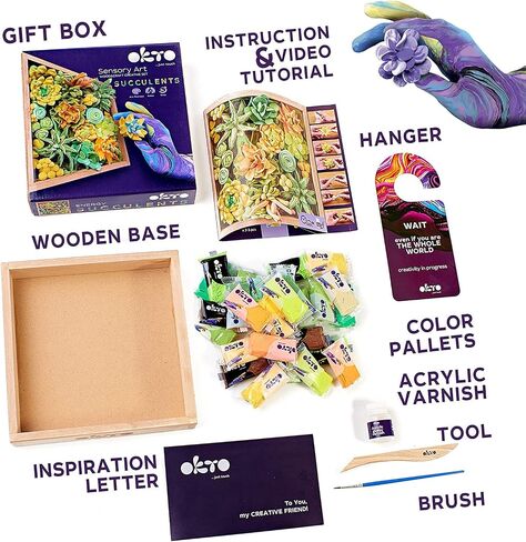 Art Kit Tenderness| Succulents Art Set 3D for Home Wall Decor | Craft Kits for Adults and Teen | Craft Box with Modeling Clay for Succulents | Hobby Kits Succulent DIY Kits in Saudi Arabia