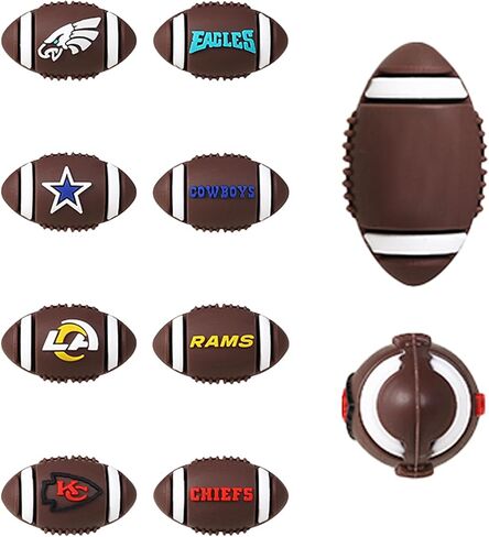 10 Pcs 3D Football Silicone Focal Beads for Pens Bulk, Cute Loose Rubber Rugby Shaped Bead for Beadable Beaded Pen Keychain Making in Kuwait