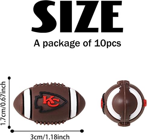 10 Pcs 3D Football Silicone Focal Beads for Pens Bulk, Cute Loose Rubber Rugby Shaped Bead for Beadable Beaded Pen Keychain Making in Kuwait