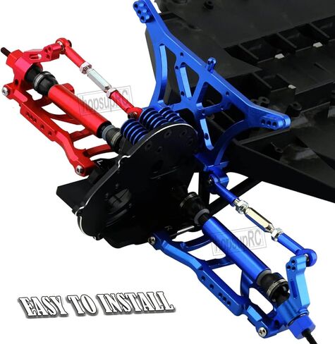 RC Alloy Front Rear Suspension Arm Upgrades Part for 1/10 Rusltler 2WD VXL,Caster Block,Steering Blocks,Rear Stub Axle Carriers,Shock Tower,Steering Bellcranks,Front Bulkhead,Blue in Kuwait