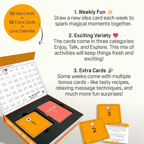 Couple Game for Weekly Quality Time - Couples Gift for Husband, Wife, Him, Her, Men and Women - Perfect for Anniversary, as Wedding Gift for Bride or Valentines Gift - With 104 Date Night Idea Cards in Kuwait