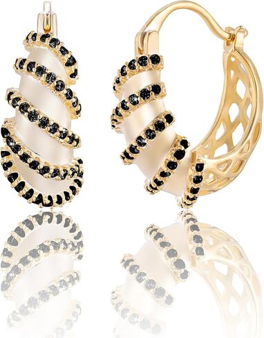 14K Glod Hoop Rhinestone Earrings for Women Costume Jewelry in Kuwait