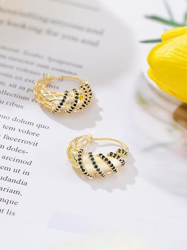 14K Glod Hoop Rhinestone Earrings for Women Costume Jewelry in Kuwait