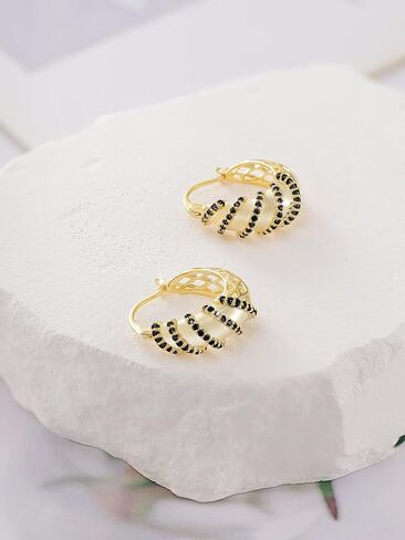 14K Glod Hoop Rhinestone Earrings for Women Costume Jewelry in Kuwait