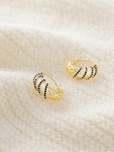 14K Glod Hoop Rhinestone Earrings for Women Costume Jewelry in Kuwait