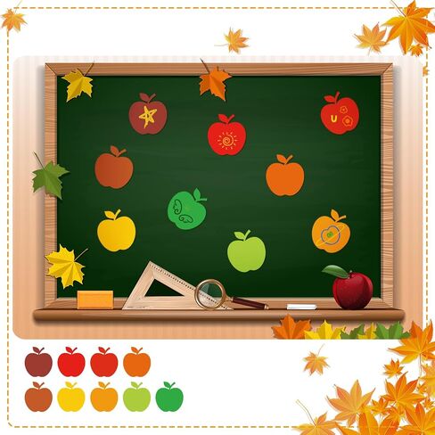Geyee 108 PCS Apple Cletouts Fall Bulletin Board Decoration Colled Color Apple Cut Outs for Heachiving Autumn Wall Decoration Teacher Kids DIY Craft Project in Kuwait