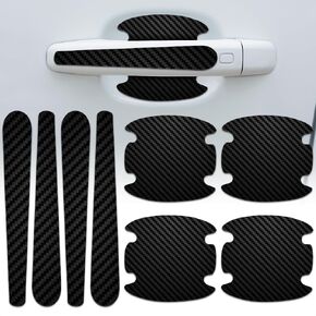 8Pcs Car Door Handle Protector - Car Stickers Door Handle Cover Carbon Fiber Vinyl Wrap Black Sticker - Car Door Handle Sticker Pack Paint Protection Film for Cars - Car Door Handle Scratch Protector