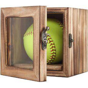 Freezing point 9" Baseball 12" Softball Display Case for Balls Homerun Shadow Box Frame Wall Mount Small Stand Holder Cubes Memorabilia Clear Sport Collectibles Single Gifts for Boys Carbonized 1