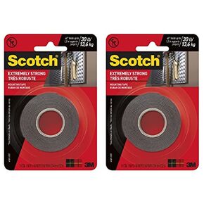 Scotch Extreme Mounting Tape, 1-Inch by 60-Inches, Black, 2-Rolls