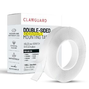 CLAWGUARD Double Sided Adhesive Tape, Door Shield Clear Mounting Tape, Heavy Duty Removable Tape, Multipurpose Mounting Tape, Picture Hanging Adhesive Strips, 1 in x 86 in