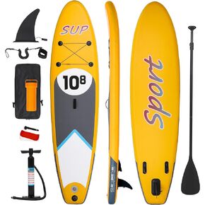 Inflatable PVC Stand Up Paddle Boards with Premium Fully Equipped Accessories,Anti-Slip SUP Bottom Fin, and Carry Bag，Surf Stable for Beginners