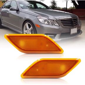 Amber Yellow Lens Front Bumper Side Marker Lights Lamp Housing for 2010-2013 Mercedes-Benz W212 E-Class Pre-LCI E350 E550 E63 AMG Sedan/Wagon Driver Fender Sidemarker OEM Lamps Replacements