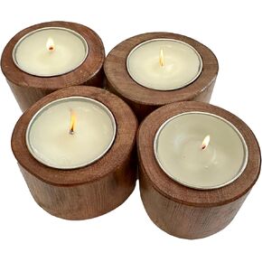 اليدوية ديوالي عيد الميلاد هدية الزفاف الديكور الانجراف الخشب مجموعة من 4 حوامل شموع مستديرة in Kuwait