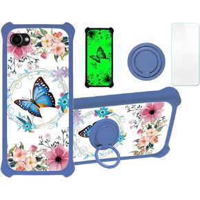 jioeuinly Orbic Joy Case Compatible with Orbic Joy 4g Prepaid Phone Case Cover [with Tempered Glass Screen Protector][Hard PC + Soft Silicone][Luminous Effect] YGL-LHD