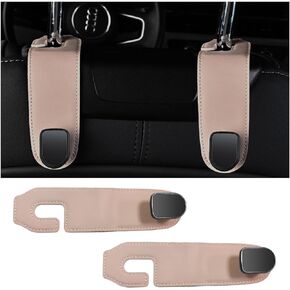 2 PCS Car Seat Headrest Hooks, Microfiber Leather Back Seat Hanging Storage Organizer, Automotive Purse Bags Hanger, Universal Vehicle Interior Accessories for Men and Women (Black)