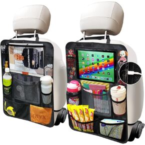 Car Backseat Organizer, Kick Mats Back Seat Protector with Touch Screen Tablet Holder, Car Back Seat Storage Organizer for Kids