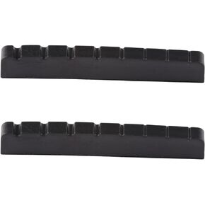 Metallor 8 String Graphite Guitar Nut Pre-Slotted Top Nut for Electric Guitar or Acoustic Guitar Black 54 x 9 x 6mm Set of 2pcs Black.