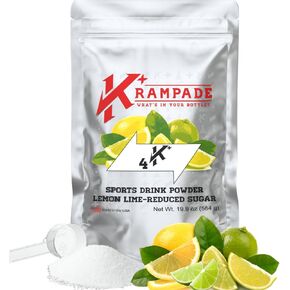 Original 4K Reduced Sugar - 4000 mg Potassium Instant Cramp Relief Electrolyte Drink Powder | Stop Cramps + Hydration | 19-Serving Resealable Pouch (Lemon Lime)