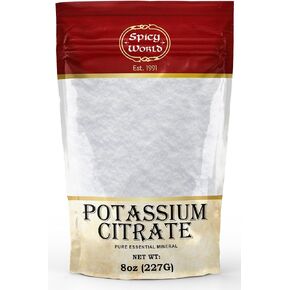 Spicy World Potassium Citrate Powder 8 OZ - Pure, Vegan, Food Grade, Bulk Potassium Supplement