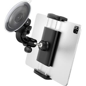 Charchendo Truck Tablet Mount with 95mm Suction Cup, Tablet Car Windshield Holder with Anti-Shake Stabilizer Dashboard Phone Stand Compatible with iPad Pro Air Mini, Smartphones More Devices 4-13''