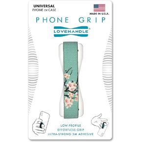 LOVEHANDLE Universal Phone Grip for Most Smartphones, Mini Tablets and Cases, Cherry Blossom Design Elastic Strap with White Base, lh-01-cherryblossom