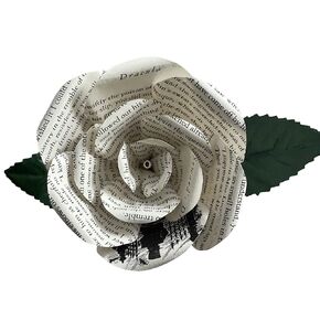 Handmade Dracula Paper Flowers, Paper Roses made from Bram Stoker's Novel, Book Lovers Gifts for Anniversaries, Birthdays, Graduations, Mother's Day. 5 Inch, Medium