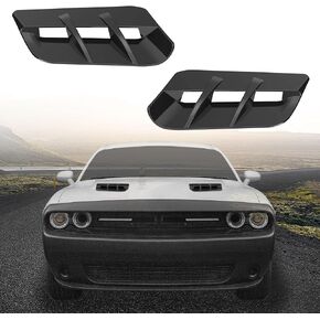 Engine Hood Air Outlet Vent Moulding Cover Trim Decorative Vent Cover Bezels For Dodge Challenger 2015-2022, Black (Not Applicable to Hellcats)