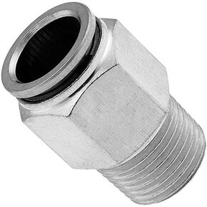 Vixen Air 3/8" NPT Male Push to Connect (PTC) Straight Pneumatic Fitting for 1/2" OD Hose - Bundle of two fittings VXA7312-2