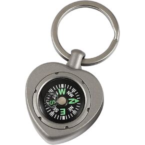 TACRAY Titanium EDC Compass Pendant, Heart Shaped Survival Compass, Durable Hiking Compass, Handy Compass with Keyring