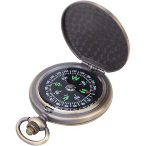 Vintage Pocket Compass，Kids Classic Portable Compass Accurate Waterproof for Hiking Outdoor Camping Motoring Boating Backpacking Survival Emergency (Zinc Alloy)
