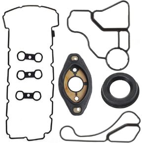 Valve Cover Gasket Camshaft Adjuster Eccentric Shaft Actuator Seal Oil Filter Adapter Housing Oil Cooler Valvetronic Gaskets Compatible with BMW E60 E82 E90 E91 E61 E70 N51 N52 Engine Seal Kit