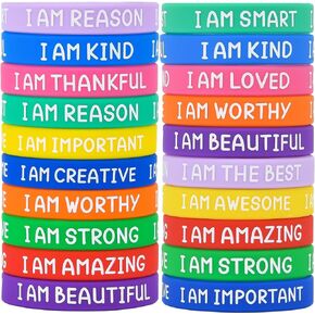 60 Pieces Motivational Wristbands For Students , Colorful Inspirational Rubber Bracelets, Classroom Prizes/Gifts For Students. Party Supplies，Birthday Gifts，School Prizes For Teens Kids