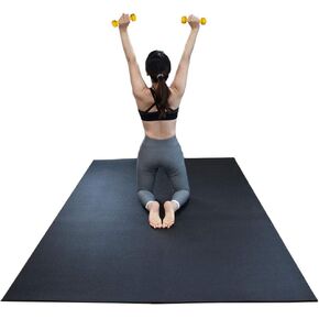 RevTime Large Exercise Mat 6 x 4 feet (72" x 48" x 1/4") 6 mm Thick & High Density Mat for Home Cardio and Yoga Workouts, Durable Gym Floor Mat, Black
