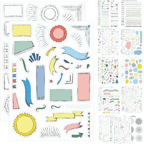Ultimate Design Elements Planner Stickers Set - Value Pack of 24 Sheets - Clear Stickers, Banners, Arrows, Mandala Coloring - Cute Supplies and Accessories for Bullet Dotted Journals or Scrapbooking