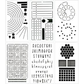 Ultimate Productivity Journal Stencil Set - Custom-Designed Supplies for Bullet Dotted Journal Planners, DIY Templates to Create Calendars, Lists, Letters, Numbers, Habit Trackers by Sunny Streak