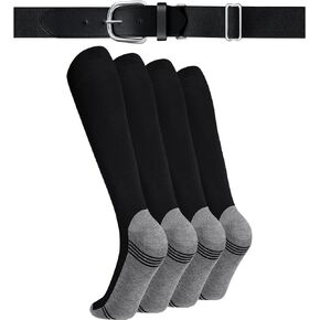Haysandy Baseball or Softball Sock and Belt Combo Set 2 Thick Football Baseball Socks with Belt for Youth Adults Boys Girls