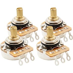 Musiclily Pro HD A250K Full Brass Inch Sized Solid Shaft Pot Audio Taper Potentiometers for Electric Guitar Bass (Set of 4)