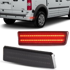 Gempro LED مصابيح العلامات الجانبية لـ 2010-2013 Ford Transit Connect الخلفي الأحمر المصد الخلفي مصابيح عاكسة Len المدخن، 2 قطعة