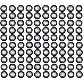 TMH 100 Pcs 3/4 Inch Round 3 LED Side Marker Indicator Lights 12V DC (Red (100 PCS))