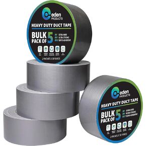 Duct Tape Heavy Duty Waterproof Bulk 5-Pack - Strong Industrial Max Strength Gray Masking Tape - Silver 30 Yard x 2 Inch, Indoor & Outdoor Use, No Residue, Tear by Hand - All Weather by EdenProducts