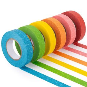 Colored Masking Tape, 6 Rolls of 21.87 Yards×0.59 Inch Crafts Labeling Paper Tape, Colorful Marking Painters Tape for DIY Art Supplies, Home Decoration, Office or Teaching Supplies, Classification.