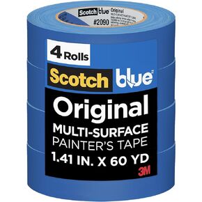 ScotchBlue Original Multi-Surface Painter's Tape, 1.41 Inches x 60 Yards, 4 Rolls, Blue, Paint Tape Protects Surfaces and Removes Easily, Multi-Surface Painting Tape for Indoor and Outdoor Use