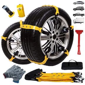 Anti Slip Snow Chains for Car SUV Adjustable Universal Chains 10 Pcs Emergency Snow Tire Chains Safety Emergency for Ice, Snow,Mud,Sand Tire Chains 7.2-11.6'' Easy to Install