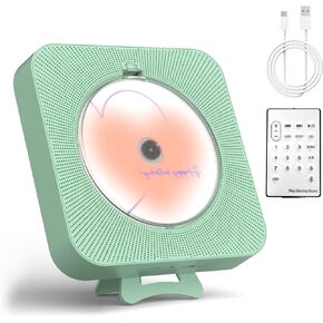 مشغل أقراص مضغوطة Boombox مع مكبرات صوت، مشغل أقراص مضغوطة محمول مع بلوتوث لديكور المنزل، ديكور Kpop، قارئ USB [أخضر] in Kuwait