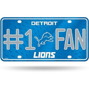 Rico Industries NFL Detroit Lions #1 Fan Metal License Plate Tag